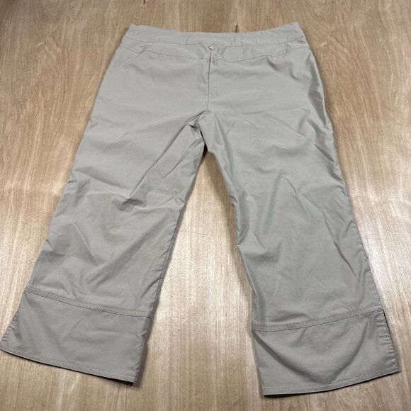 Prana Khaki Bliss Capri Pants Women's Medium Brown Drawstring Side Slit - Picture 5 of 5